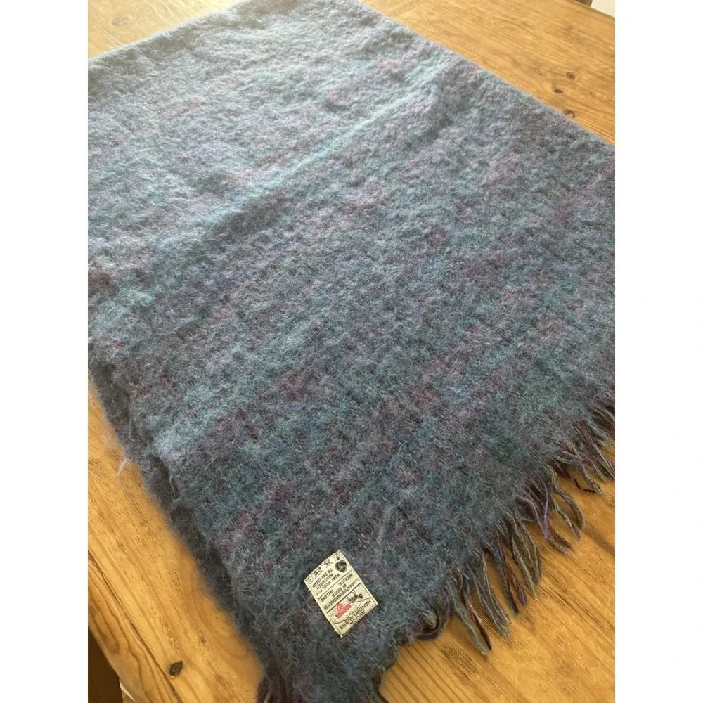 Avoca Handweavers Ireland Pure Woo Pile Plaid Throw Blanket 52X72 Fringe Vintage